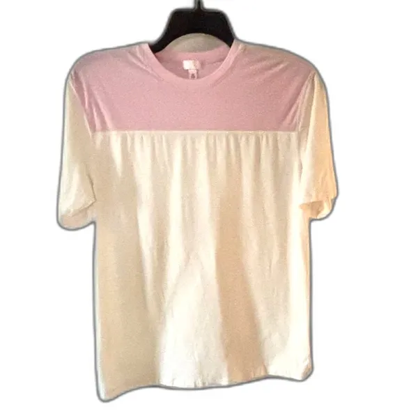 SKIMS Cotton Jersey Colorblock T Shirt Pink Cream XS - Image 3