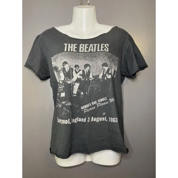 The Beatles Shirt Womens Small Black Liverpool 1963 Graphic Tee Top Band Rock - Image 2