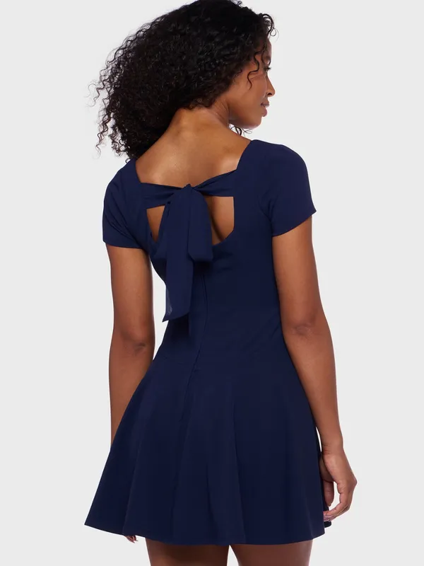NWT B Darlin Juniors Navy Scuba Crepe Square-Neck Fit & Flare Dress Size 9/10 - Image 6