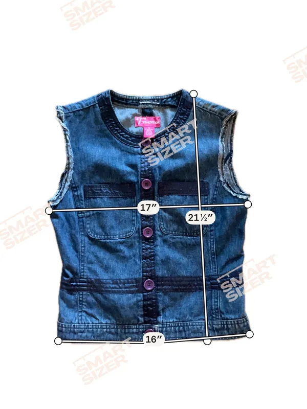 Tradition Dark Blue Denim Sleeveless Vest with Purple Buttons new with tag - Image 11