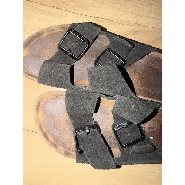 BIRKENSTOCK ARIZONA BLACK SUEDE 2 Buckle Sz 38 US L 8 C - Image 7