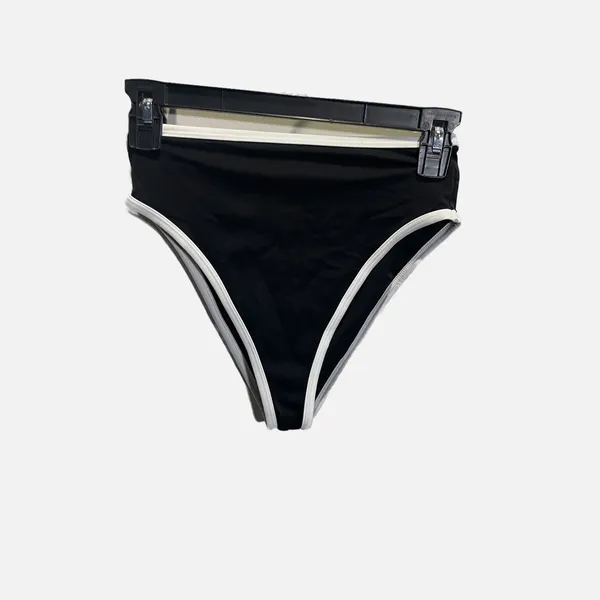 Shade & Shore Womens High Waist High Leg Bikini Bottom‎ Black White XS - Image 2