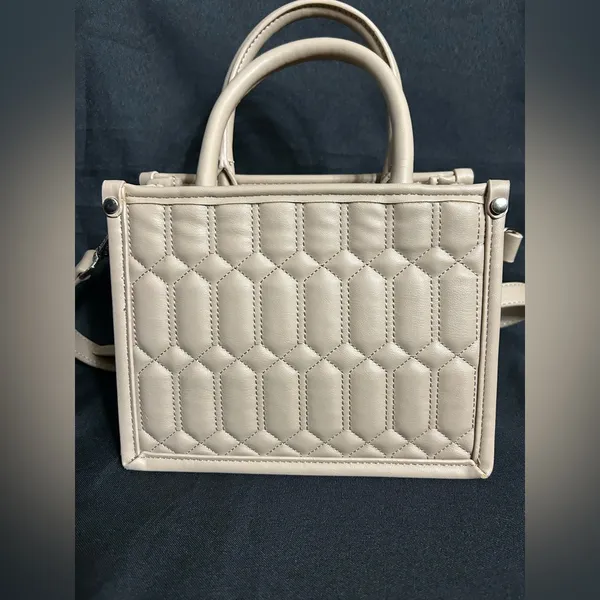 Steve Madden Quilted Mini Tote BNIKO Crossbody Purse Beige - Image 5