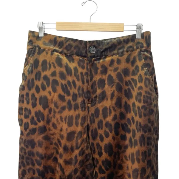Cabi Party Velvet Pant Leopard Print Wide Leg Trousers Brown Black Size Large - Image 5
