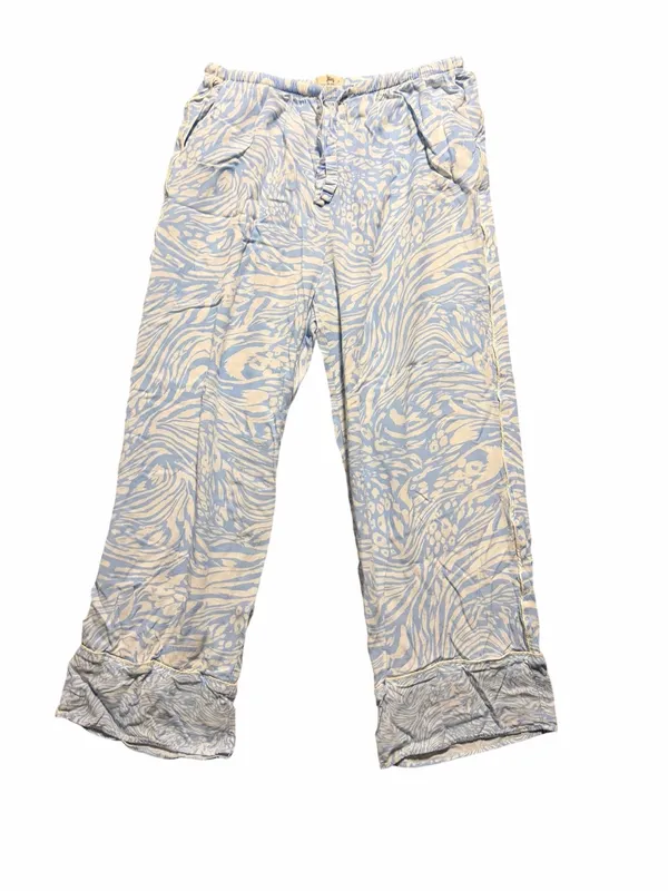 Maaji Wide Leg Pajama Set Size Small Blue and White Print - Image 5