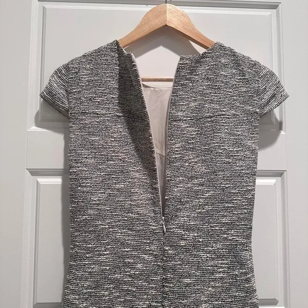 J.Crew Tweed Belted Short Sleeve Knee Length Dress 4‎ Gray Workwear Capsule - Image 5