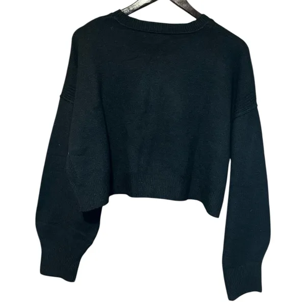 Wild Fable Black Cropped Sweater with slight balloon sleeve - Image 2
