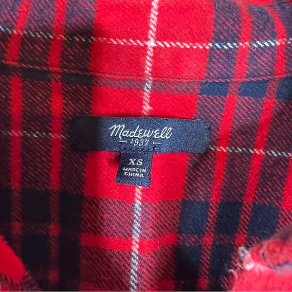 Madewell Plaid Flannel Button Down shirt‎ Size Xsmall - Image 4