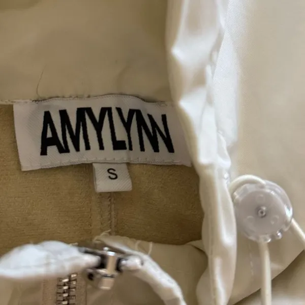 AMYLYNN Womens Darcie Hoodie Vegan Leather‎ Pocket Off White Sz Small - Image 13
