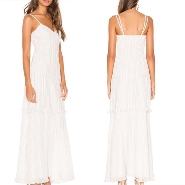 Tularosa Zana Dress in Ivory‎ smocked side maxi dress multicolor stripe - Image 2