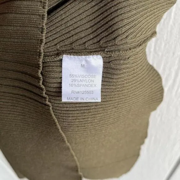 Torn by Ronny Kobo Lace Up Ribbed Knit Mini Dress‎ in Olive Green Size M - Image 9