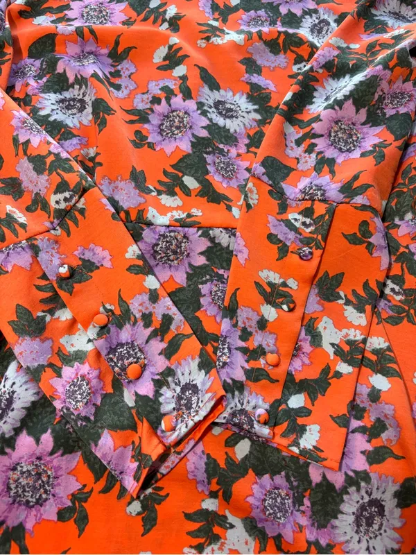 Free‎ People Coral Dress with Purple Floral Print - Image 10