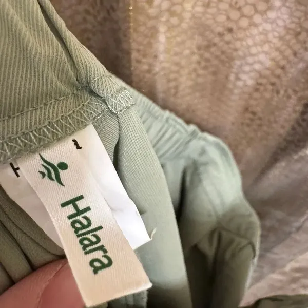 Halara Green Cargo Jogger Cotton Twill Elastic Cuffs Pockets Pants Large - Image 3