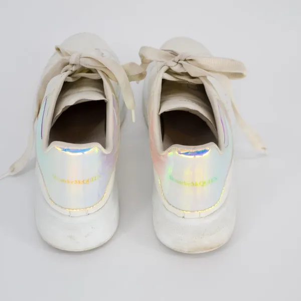 Alexander McQueen Oversized Sneakers White Leather Holographic Women's 37 6.5 - Image 7