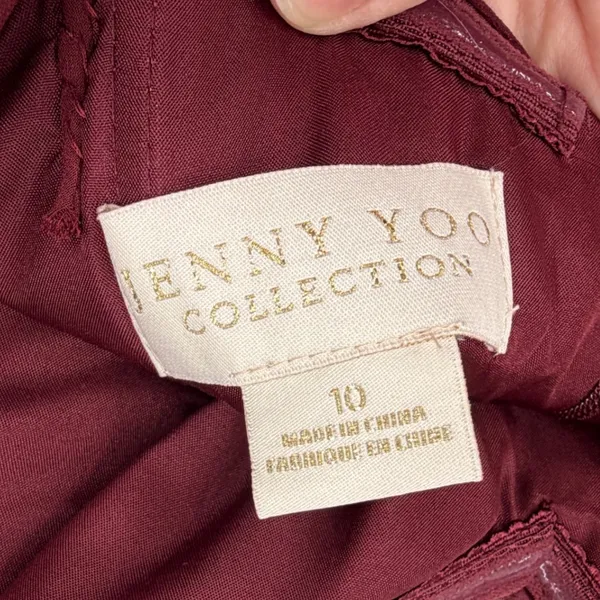 Jenny‎ Yoo Collection Burgundy Chiffon Spaghetti Strap Gown Dress Size 10 - Image 3