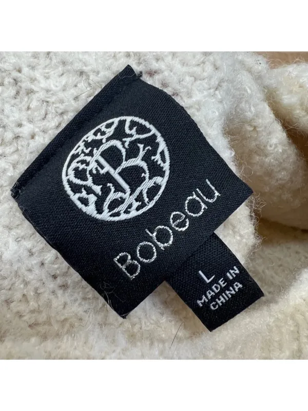 Bobeau Cream Beige Ribbed Knit Pullover Sweater Size Large Quiet Luxury - Image 8