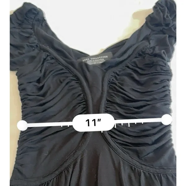 Zara Black Draped Mini Dress Size M Flutter Sleeve Ruched V-Neck Cocktail Party - Image 9