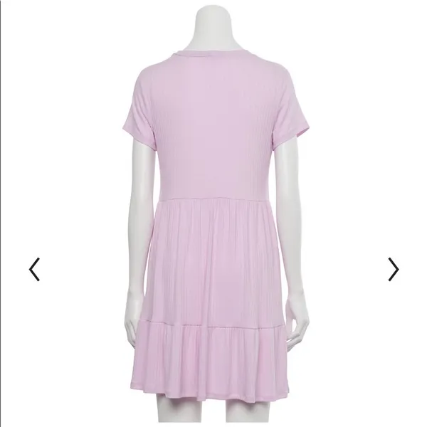 Lily Rose Women's Size Small T-Shirt‎ Dress Crewneck Short Sleeve Ribbed Tiered - Image 2