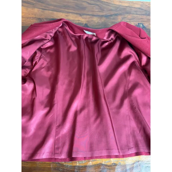 Pendleton Vintage Blazer Burgundy Round‎ Neck Button Front 100% Virgin Wool - Image 5