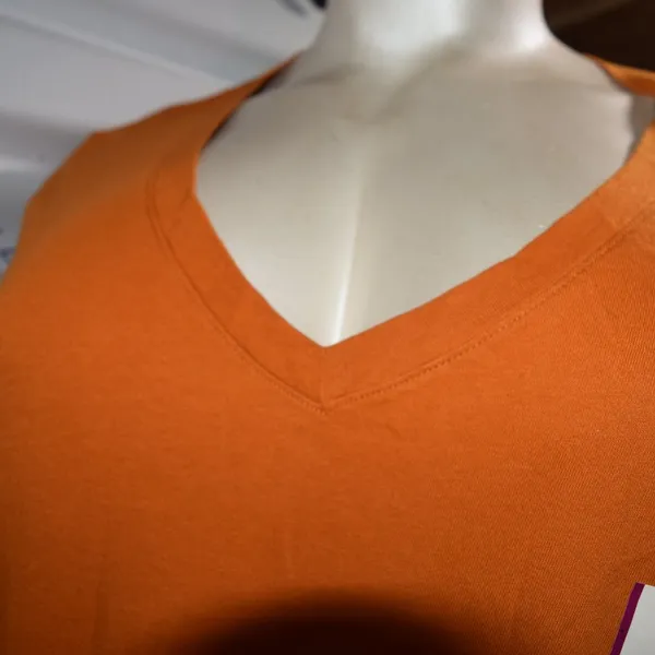 Ava & Viv Women's V-Neck Short Sleeve T-Shirt 4X Cotton Rust Orange - Image 2