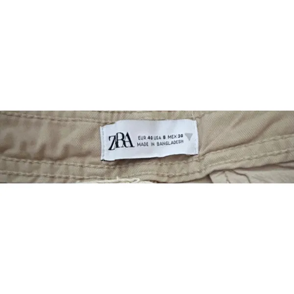 ZARA‎ Women's Size 8 Khaki Cargo Pants Utility Pockets Mid Rise Straight Leg - Image 6