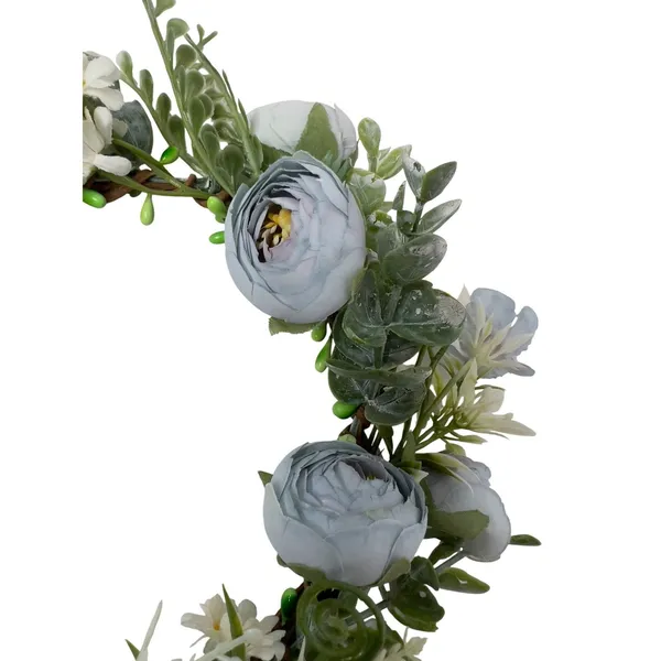 Dusty Blue Floral Crown Flower Halo Adjustable Ribbon Wedding Festival Boho‎ - Image 7