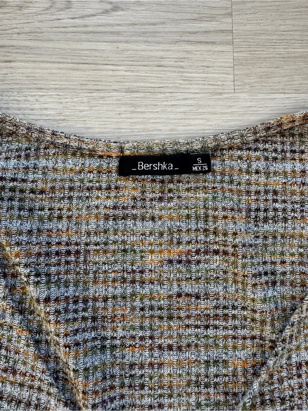 Bershka Multicolor Knit Twist-Front Long Sleeve Top - Image 2