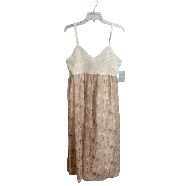 Stitchdrop Crochet Floral Maxi Dress Womens Size M Pink NWT Mixed Media Boho - Image 2