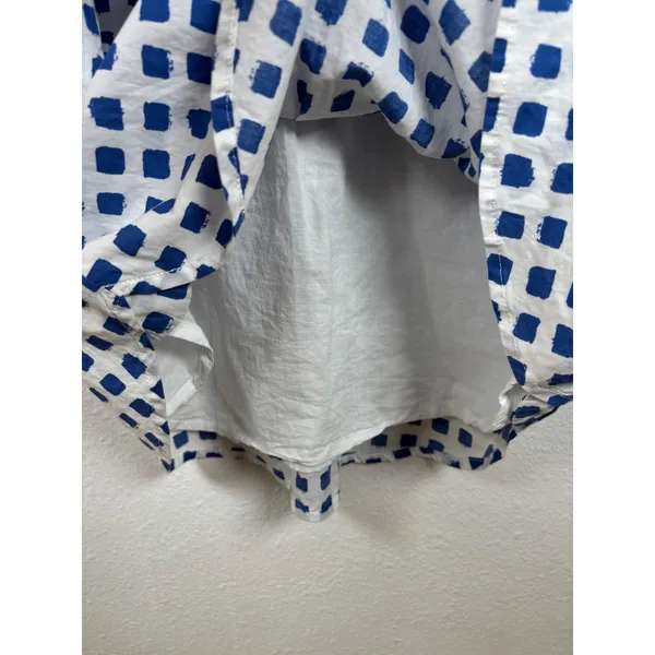 Vineyard Vines Shirt Dress 8 Blue White Block Print Sleeveless Made in Italy - Image 7