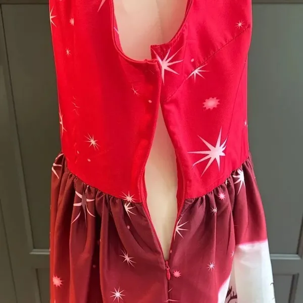 Festive Red Dress with Santa Print - Image 4