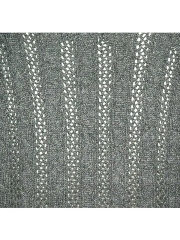 Y2K VTG American Eagle Gray Open-Knit Sweater Womens S Cotton Wool Blend Scoop N - Image 6