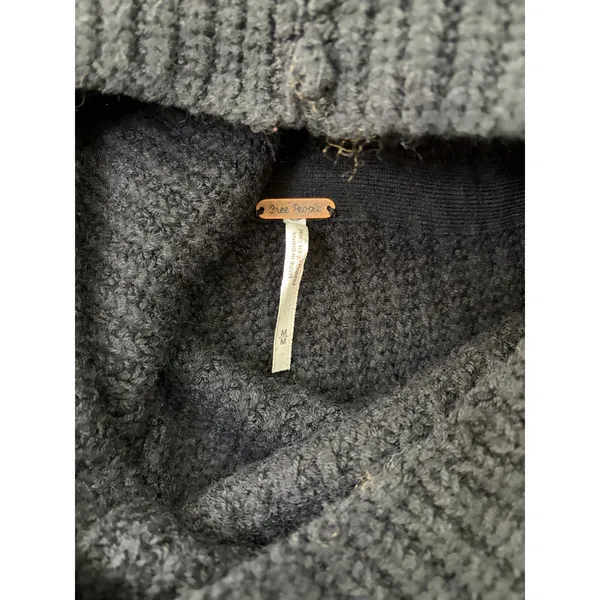 Free People Oversized Turtleneck Sweater Ribbed Knit Black Medium - Image 4