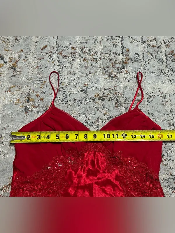 Victoria's Secret Gold Label vintage red satin slip dress size Medium - Image 6