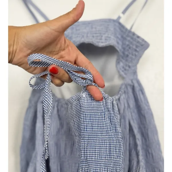 Wild Fable Gingham Mini Dress XXS Blue White Cottagecore Coquette Bubble Hem - Image 4