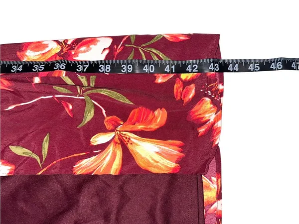 Katie May Come On Home Strapless Burgundy Floral Side Slit Midi Dress XS - Image 9