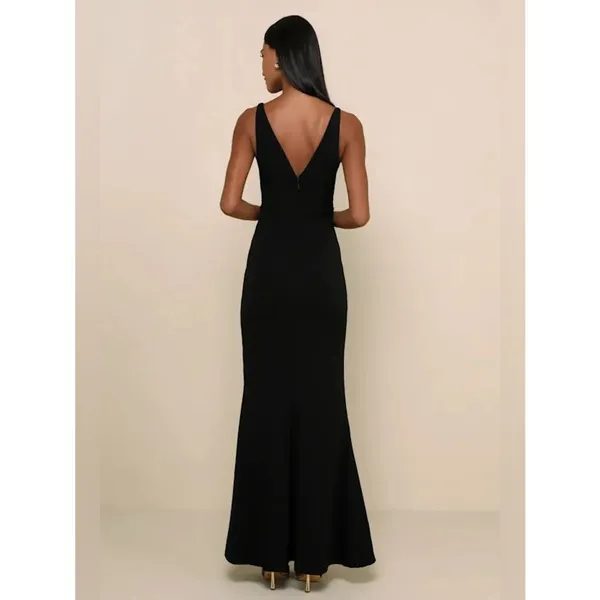Lulu’s Melora Black Sleeveless Maxi Dress Elegant Black V-Neck Evening Dress NWT - Image 3