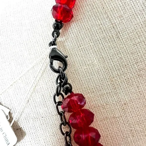 Charter Club red beaded multi strand strikezone necklace - Image 6