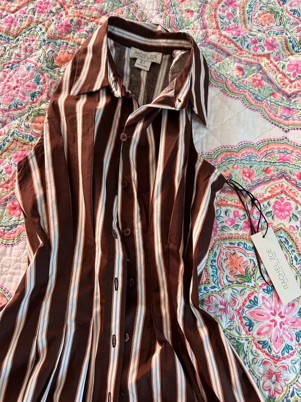 Brown striped button down maxi dress - Image 3