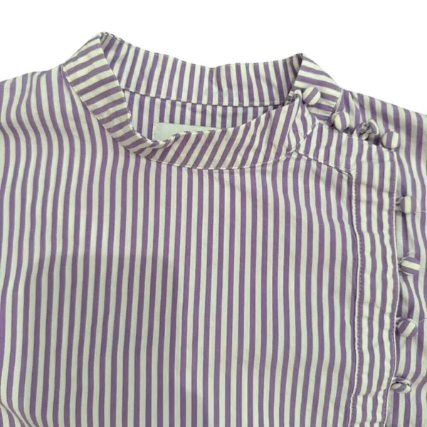 Adam Lippes x RTR Tie Neck Stripped Top in White/Purple, Size US 4​ - Image 6