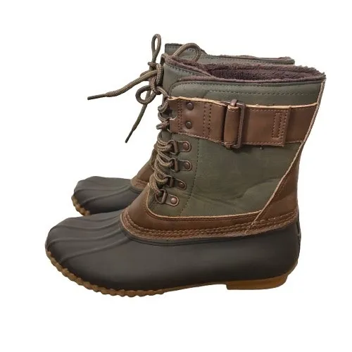 JBU by Jambu Nova Scotia Lace Up Duck Boots‎ Weatherproof Green Brown Size 7 - Image 3