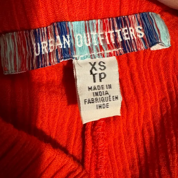 Bohemian Urban Outfitters Red Ribbed Flare Leg Pants Elastic‎ Waist XS Wide Leg - Image 4