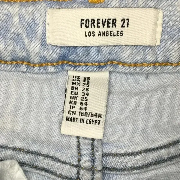 Forever21 Light Wash Raw Hem Denim Mini Skirt Size 25 v6x - Image 4