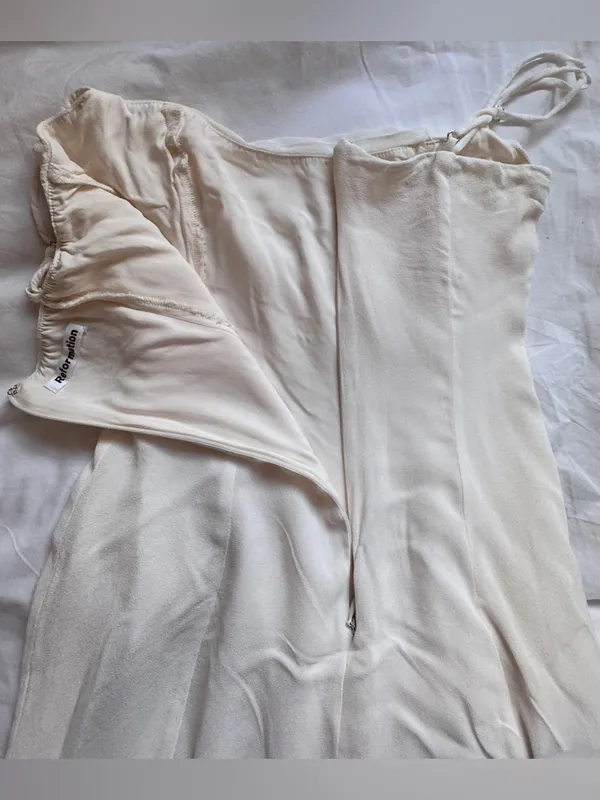 Reformation Portofino Ivory Off-Shoulder Slip Midi Dress Size 4 - Image 7