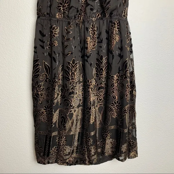 Sadie X Sage Black Gold Velvet Floral Halter Neck Dress‎ Small NWT - Image 4
