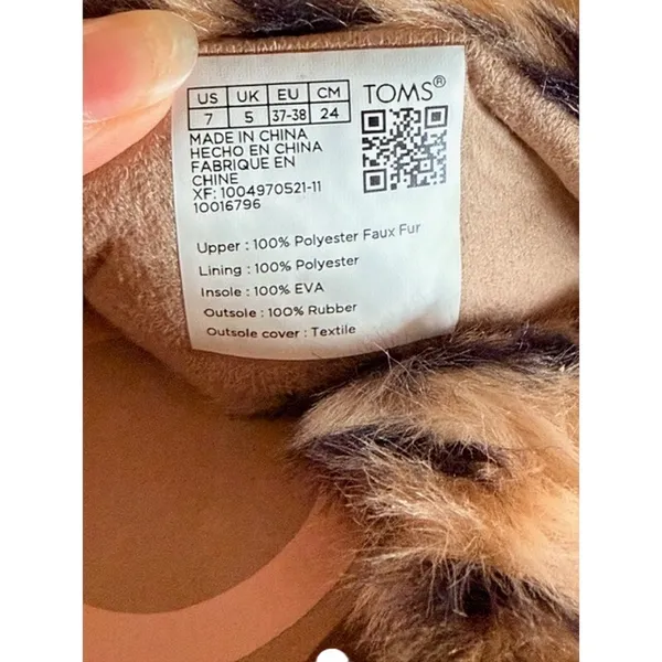 TOMS Faux Fur Leopard Slides Women’s Size 7 Slip-On Cozy Fuzzy Sandals - Image 4