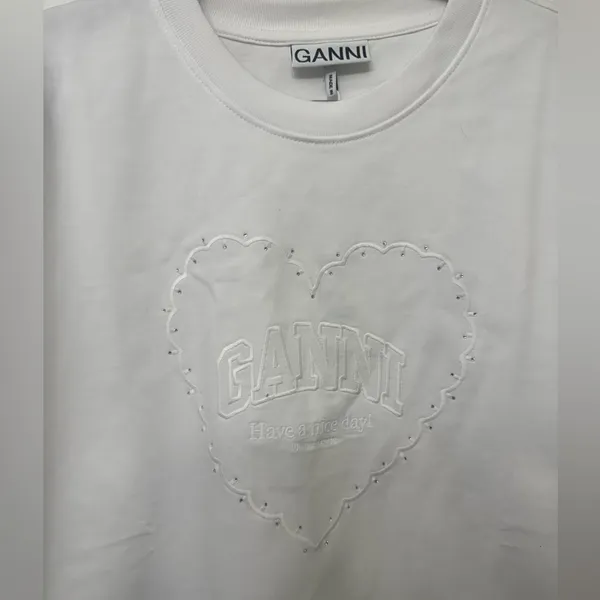 NWT GANNI Heavy Cotton Heart T-Shirt | Oversized Drop Shoulder Graphic Tee - Image 7