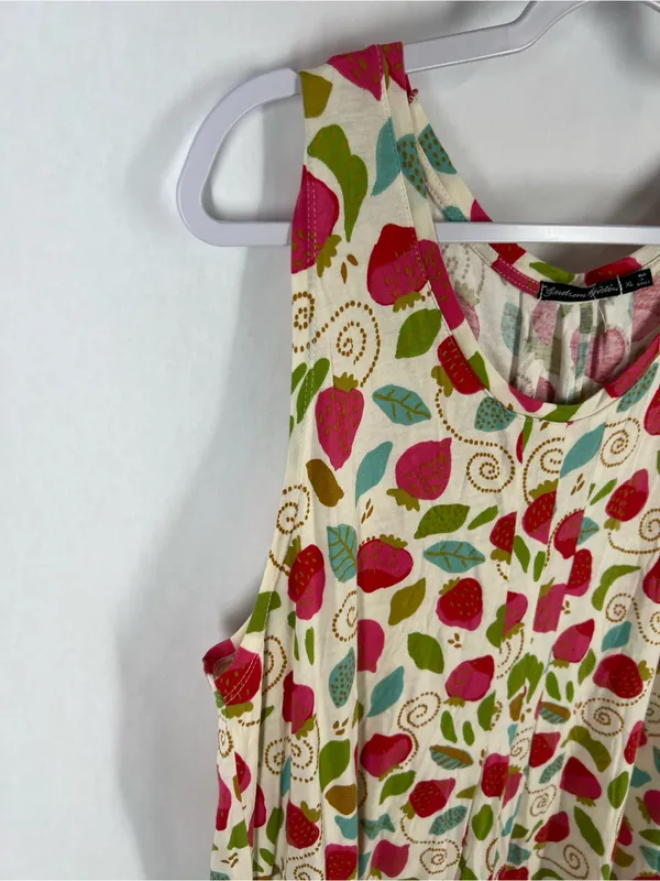 Gudrun Sjödén June Strawberry Print Organic Cotton Modal Dress XL - Image 4