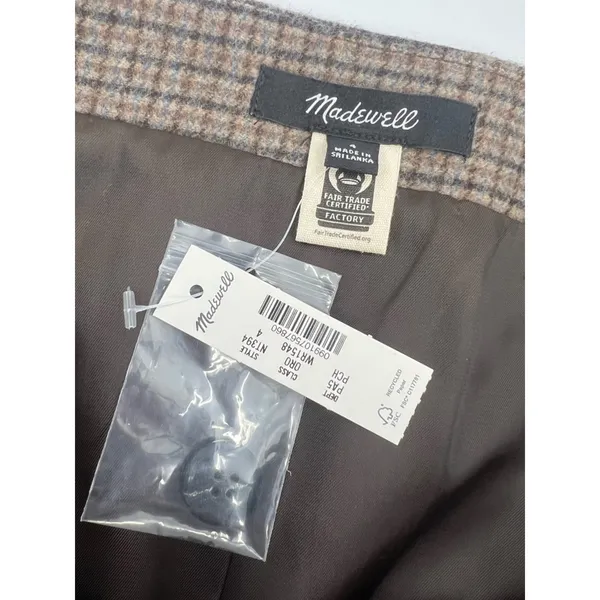 NWT Madewell Wool-Blend Mini‎ Skirt in Check Parton Check Sz 4 - Image 8