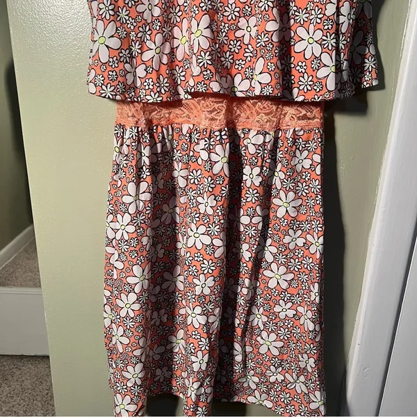 Persaya Women's Juniors Size XL Sun‎ Dress Pink Daisy Floral Lace Sleeveless - Image 3