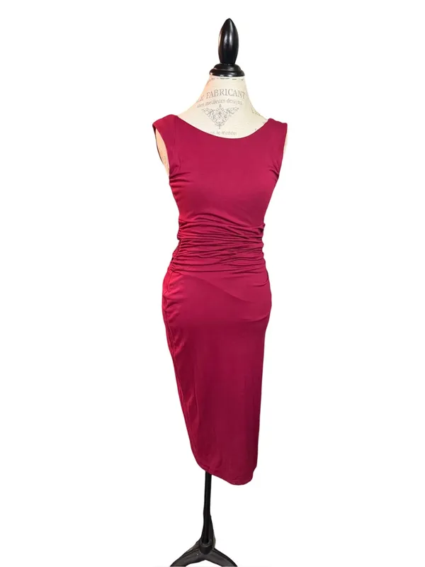 VENUS Sleeveless Ruched Midi Dress - Berry - Image 3